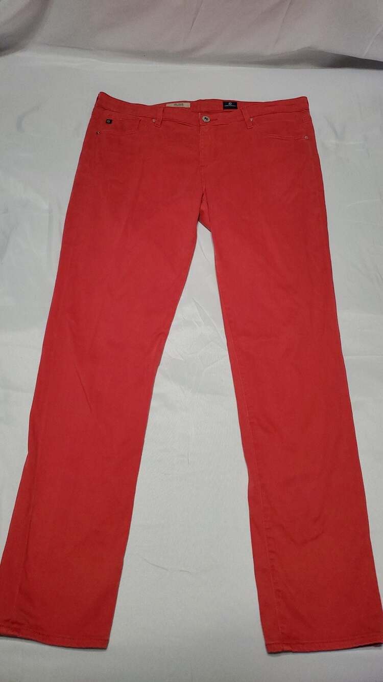 AG Adriano Goldschmied The Stilt Cigarette Leg Pants Red Size 32
